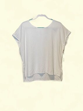 Caslon white coastal minimalist Lagenlook linen blend short sleeve top  NWT.